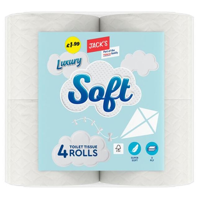 Jacks Luxury Soft Toilet Tissue Rolls